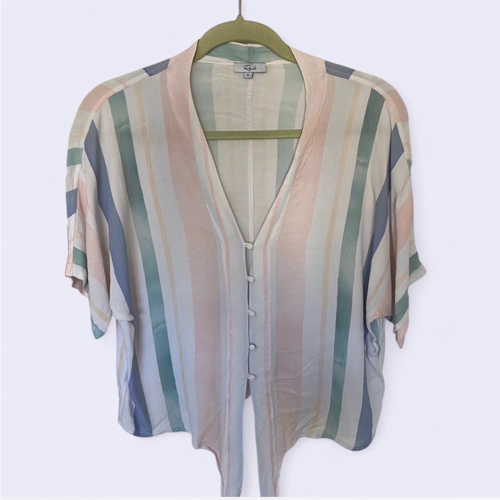 Rails Mint Pint and Cream Short Sleeve Blouse Striped